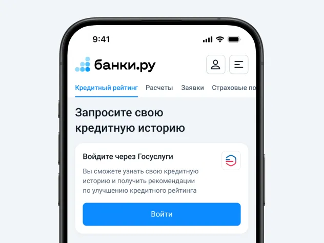 Экран приложения Банки.ру с кредитной историей